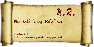 Munkácsy Réka névjegykártya